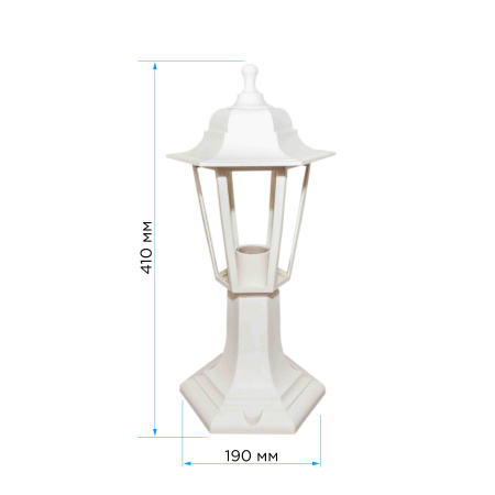 11-97 НТУ 06-60-001 ОСКАР1 БЕЛ Светильник-фонарь напольный белый 6-гранный прозрачное стекло APEYRON