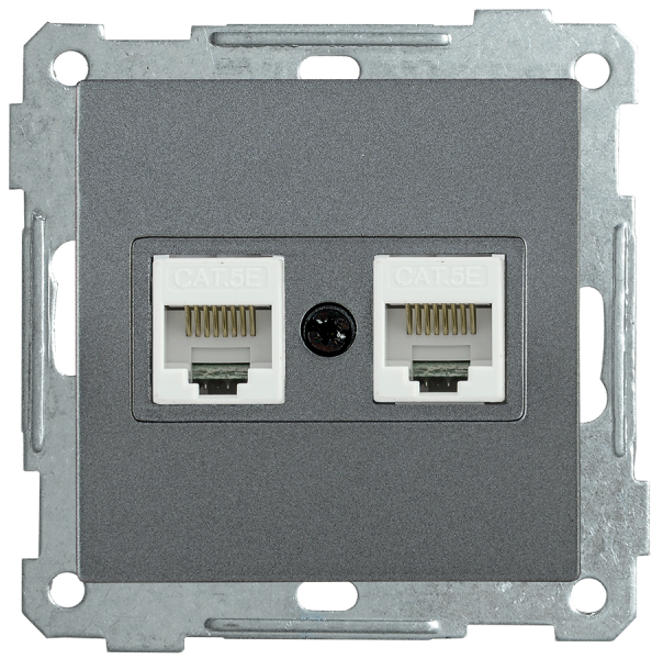 Розетка 2-местная компьютерная РК10-2-Б RJ45 Cat5e BOLERO антрацит IEK