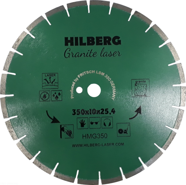 Диск алмазный отрезной 350*25,4*10 Гранит Лазер HMG350 Hilberg