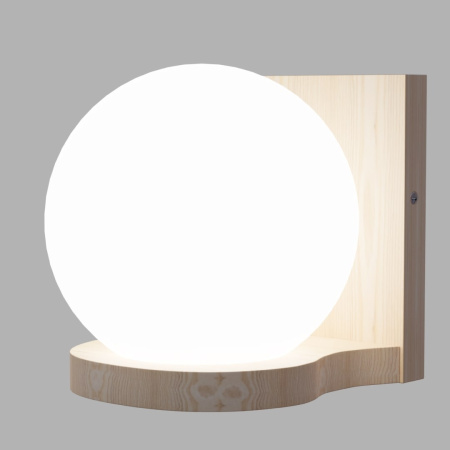 16-02 Светильник декоративный настенный, деревянная подставка, шар, размер: 16*15*12 см APEYRON