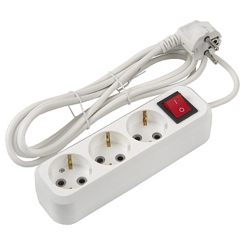 Удлинитель бытовой GES-16-3x100-3-5m-S, 16А, 3х1 мм2, 3 места, 5 метров, с заземлением, с выключателем B General