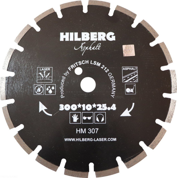 Диск алмазный отрезной 300*25,4*12 Hard Materials Лазер асфальт HM307 Hilberg