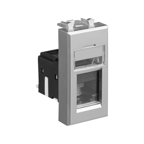 Компьютерная розетка RJ-45 модульная, кат.5е, "Avanti", "Закаленная сталь", 1 модуль DKC