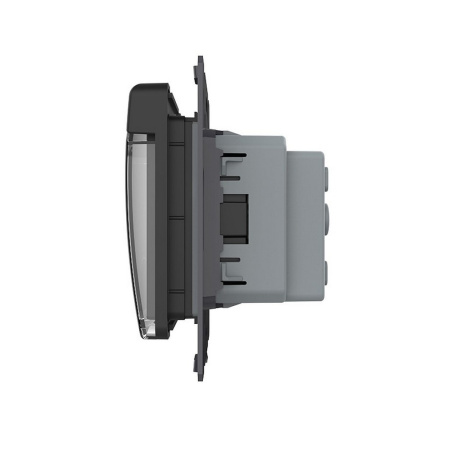 Розетка с заземлением защитными шторками водонепроницаемой крышкой черная (механизм) Livolo