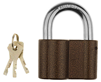 Замок навесной "Мастер" общего применения, дисковый механизм секрета, ключ 7 PIN, дужка d-14мм, 80мм ЗУБР