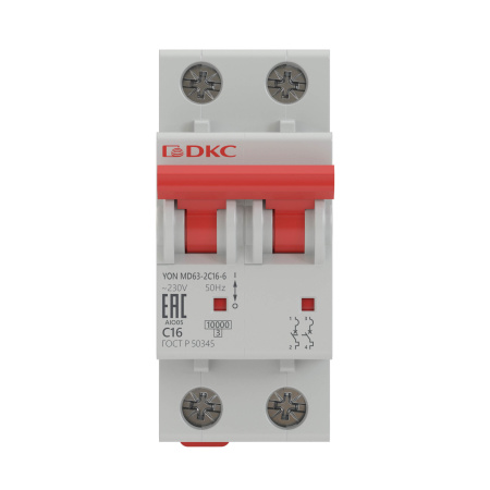 Выключатель автоматический ВА МОД MD63 2П 1А В 6кА YON DKC