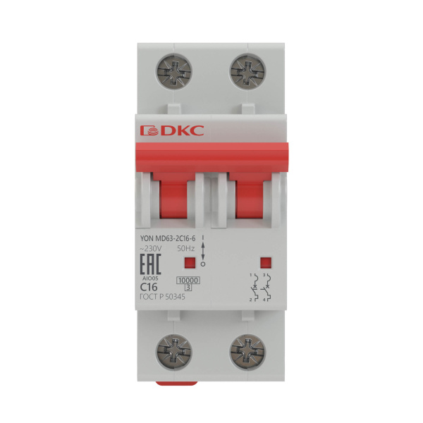 Выключатель автоматический ВА МОД MD63 2П 13А С 6кА YON DKC