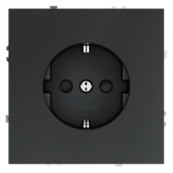Розетка встраиваемая Voltum S70 с заземлением и защитными шторками, 16А, (графит)