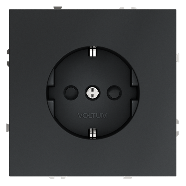 Розетка встраиваемая Voltum S70 с заземлением и защитными шторками, 16А, (графит)