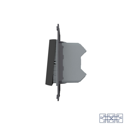 Клавиша перекрестного механического выключателя, 1/2 модуля, цвет черный (механизм) Livolo