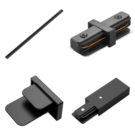 07-41 Комплект из 2 трековых свет-ов на шинопроводе 2х10Вт, 230В/50Гц, 1600лм, 4000К, IP20, чёрный, 500х50х150мм, накладной однофазный шинопровод, алю