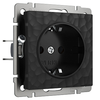 Розетка с заземлением и шторками (черный) Hammer СУ IP31 Werkel