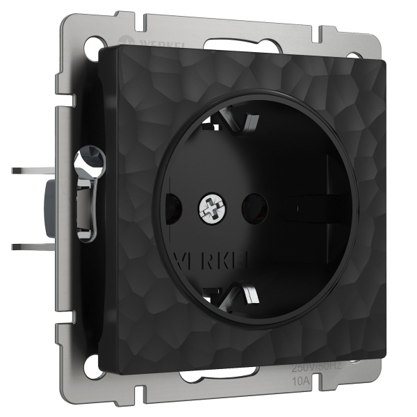 Hammer Механизм розетки без лицевой панели СУ 1 мест. с зазем. 16А Черный IP20 Werkel