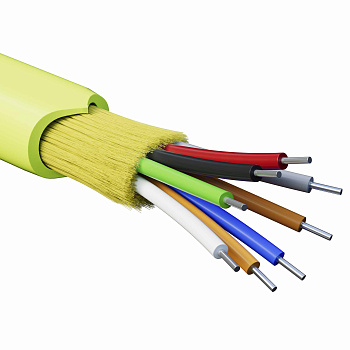 Кабель волоконно-оптический, распределительный, арамидные упрочняющие нити, для внутренней прокладки, нг(А)-HF, 8 ОВ, категория OM5(G.651.1) плотный б