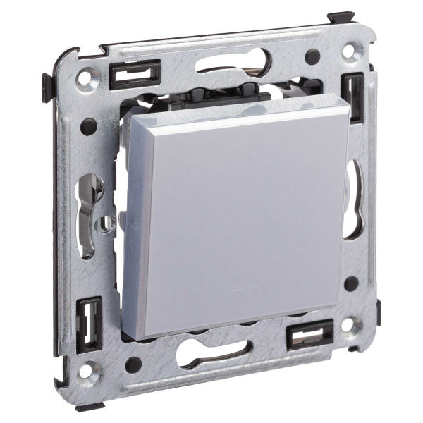 Выключатель одноклавишный в стену, "Avanti", "Закаленная сталь" DKC