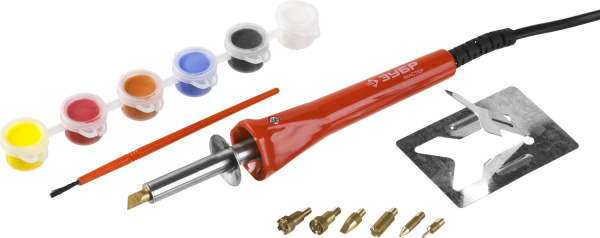 Прибор "Мастер" для выжигания с набором насадок 7шт и красками ЗУБР