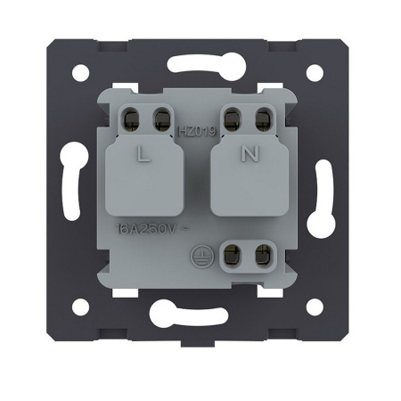 Розетка с заземлением защитными шторками белая (механизм) Livolo