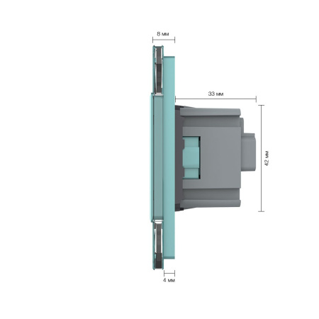 Розетка 3 модуля Зеленая Livolo