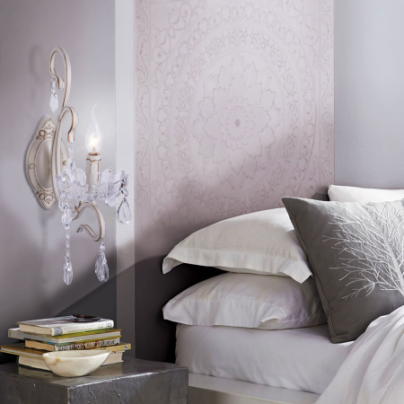 Бра с хрусталем 1*E14 40Вт белый с золотом IP20 Etna (12205/1 белый) Eurosvet