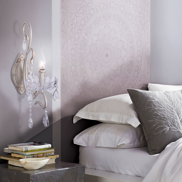 Бра с хрусталем 1*E14 40Вт белый с золотом IP20 Etna (12205/1 белый) Eurosvet