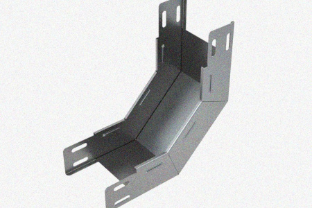 Лоток замковый глухой КПЗГ 200х100-90 УХЛ1 для поворота трассы вверх на 90, оцинкованный лист, S1,5