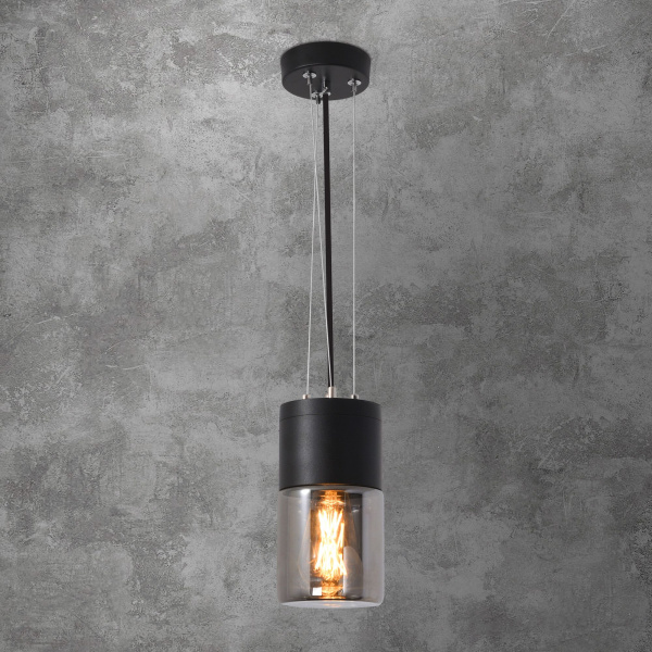 Уличный подвесной светодиодный светильник 1*E27 чёрный / черный жемчуг IP54 Roil (a055634) Elektrostandard
