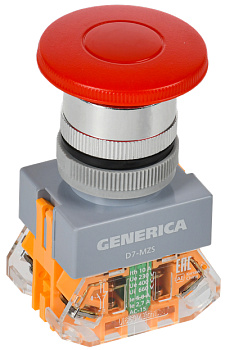 Кнопка D7-MZS Грибок d=22мм 1з+1р с фикс. кр. GENERICA