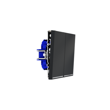 Проходной переключатель встраиваемый Voltum S70 двухклавишный с подсветкой 10А, (графит)