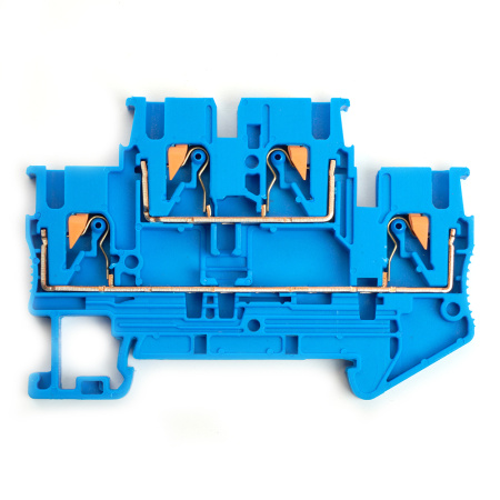 Зажим пружинный, 4-проводной проходной 2 уровня ЗНИ - 2,5, JXB PT 2,5, синий LD575-2-25 STEKKER