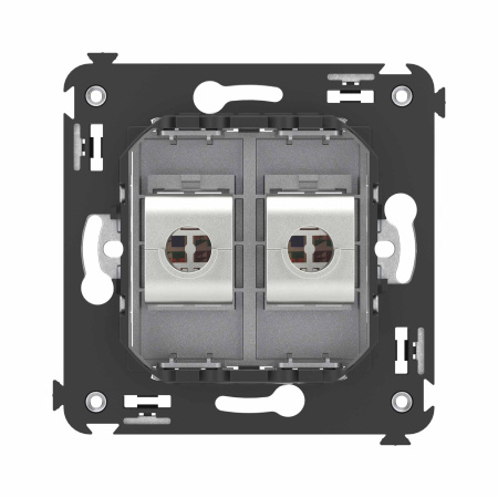 Компьютерная розетка RJ-45 без шторки в стену, кат.6 двойная экранированная, "Avanti", "Закаленная сталь" DKC