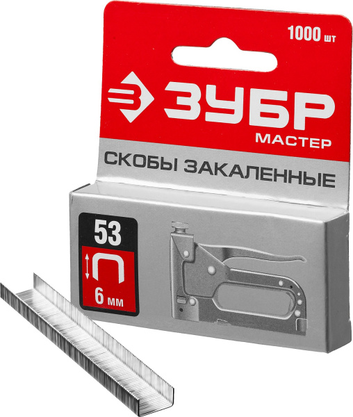 6 мм скобы для степлера узкие тип 53, 1000 шт (B) ЗУБР