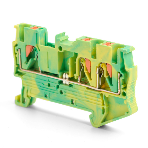 Зажим пружинный, 3-проводной проходной ЗНИ - 2,5, JXB PT 2.5 TW, желтый, зеленый LD573-1-25 STEKKER