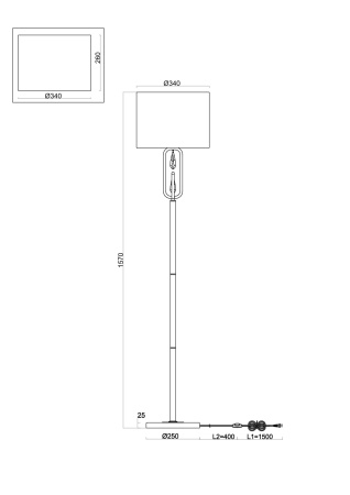 Напольный светильник (торшер) 1*E27 60Вт Латунь IP20 Riverside FR1007FL-01BS Freya