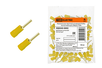 Наконечник круглый штыревой НкИш 4,0-6,0 желтый (100шт) TDM