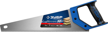 Ножовка универсальная (пила) "МОЛНИЯ-3D" 400мм, 7TPI, 3D зуб, точный рез вдоль и поперек волокон, для средних заготовок из всех видов материалов, ЗУБР