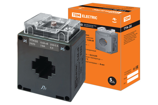 Трансформатор тока измерительный ТТН 30/250/5- 5VA/0,5-Р TDM