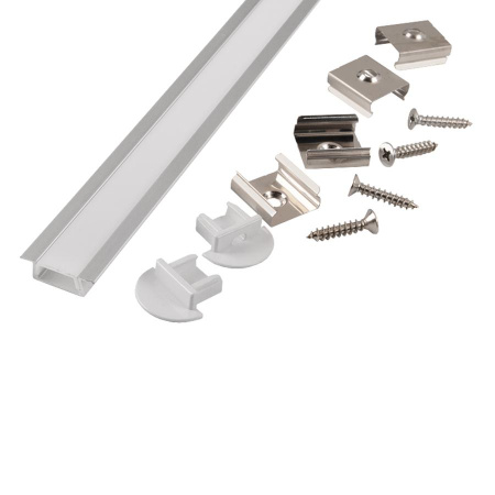 Профиль GAL-GLS-1000-7-22 серебристый (1м профиль+ рассеиватель+2 заглушки+2 скобы с шурупами) General