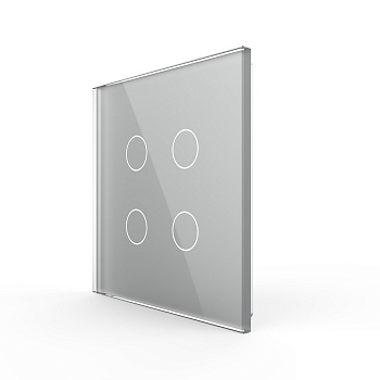 Панель для сенсорного выключателя UK стандарт, 4 клавиши, цвет серый, стекло Livolo