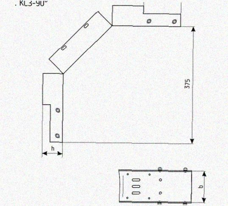 Лоток замковый перфорированный КСЗ 100х65-90 УХЛ1 для поворота трассы вниз на 90, горячее цинкование, S1,5