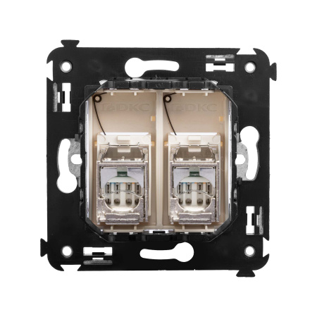 Компьютерная розетка RJ-45 в стену, кат.5e двойная экранированная,"Avanti", "Ванильная дымка" DKC