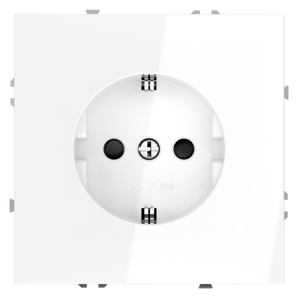 Розетка встраиваемая Voltum S70 с заземлением и защитными шторками, 16А, (белый глянцевый)