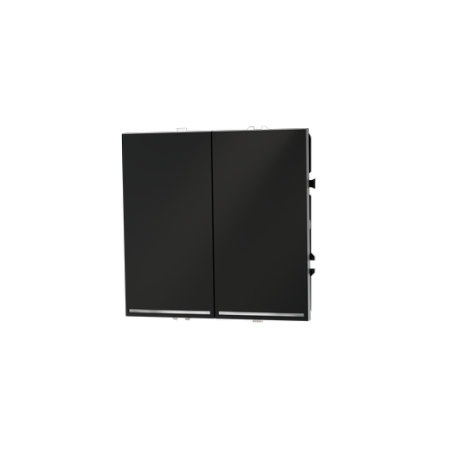 Проходной переключатель встраиваемый Voltum S70 двухклавишный с подсветкой 10А, (черный матовый)