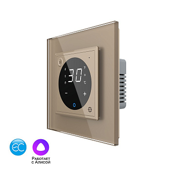 Умный терморегулятор пола EC 16А, сенсорное управление, датчик воздуха, 1 пост, цвет золотой Livolo