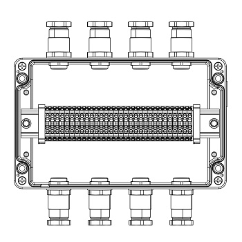 Взрывозащ. клемм. коробка из алюминия TBE-A-18-(30xCBC.4)-4xKH2MHK(A)(C)-2xPBMB(B)(D)1Ex e IIC Т5 Gb / Ex tb IIIC T95°C Db IP66 DKC