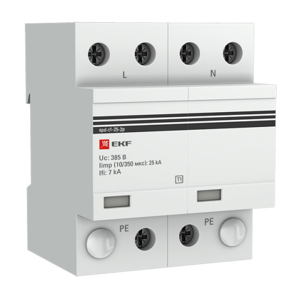 Устройство защиты от импульсных перенапряжений Тип 1 Iimp 25kA (10/350μs) 2P EKF 