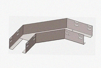Лоток угловой замковый глухой КГЗГ 300х100-135 УХЛ1 поворот на 135, оцинкованный лист, S1,5
