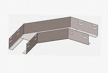 Лоток угловой замковый глухой КГЗГ 80х80-90 УТ1,5 поворот на 90, оцинкованный лист, S1,5