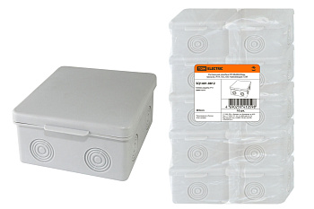 Распаячная коробка ОП 80х80х50мм, крышка, IP54, 7вх., без гермовводов TDM