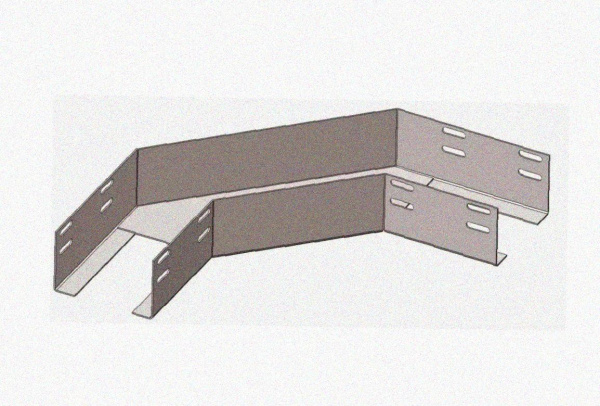 Лоток угловой замковый глухой КГЗГ 300х100-135 УХЛ1 поворот на 135, оцинкованный лист, S1,5