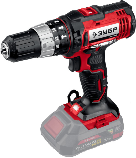 18В, без АКБ, в коробке, ударная дрель-шуруповерт ДШУ-185 ЗУБР